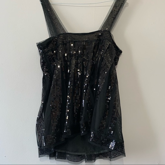 🧡3/$30 Max Studio Black Sequins Top | Size Medium - Picture 2 of 6